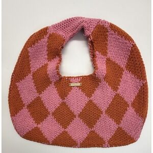 Kopari Knit‎ Argyle Pink Orange Circle Handbag Purse